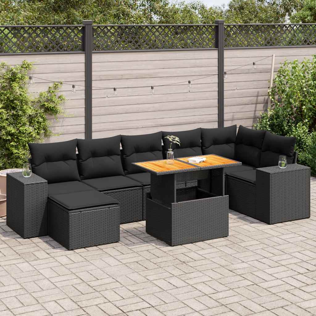 Set De Sofás De Jardín Y Cojines 8 Piezas Ratán Sintético Beige
