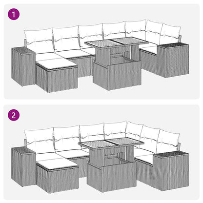 Set De Sofás De Jardín Y Cojines 8 Piezas Ratán Sintético Beige