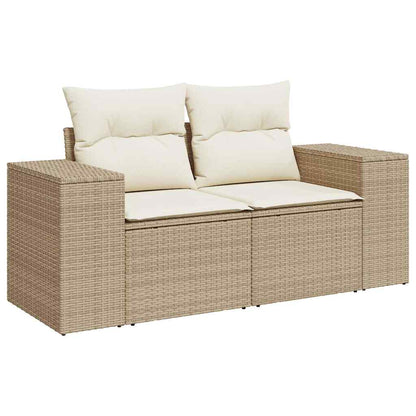 Set De Sofás De Jardín Y Cojines 8 Piezas Ratán Sintético Beige