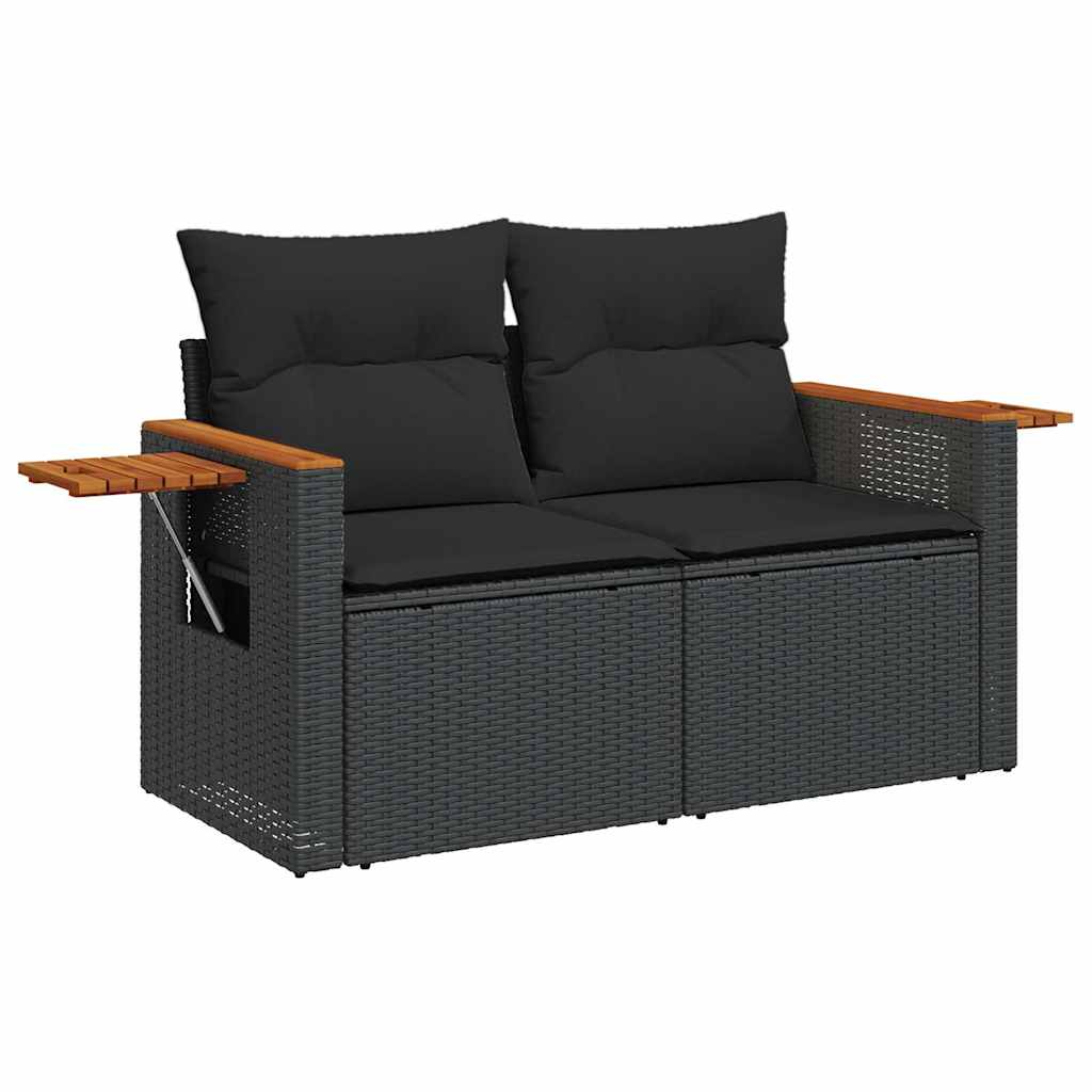 Set Sofás Jardín Y Cojines 5 Pzas Ratán Sintético Acacia