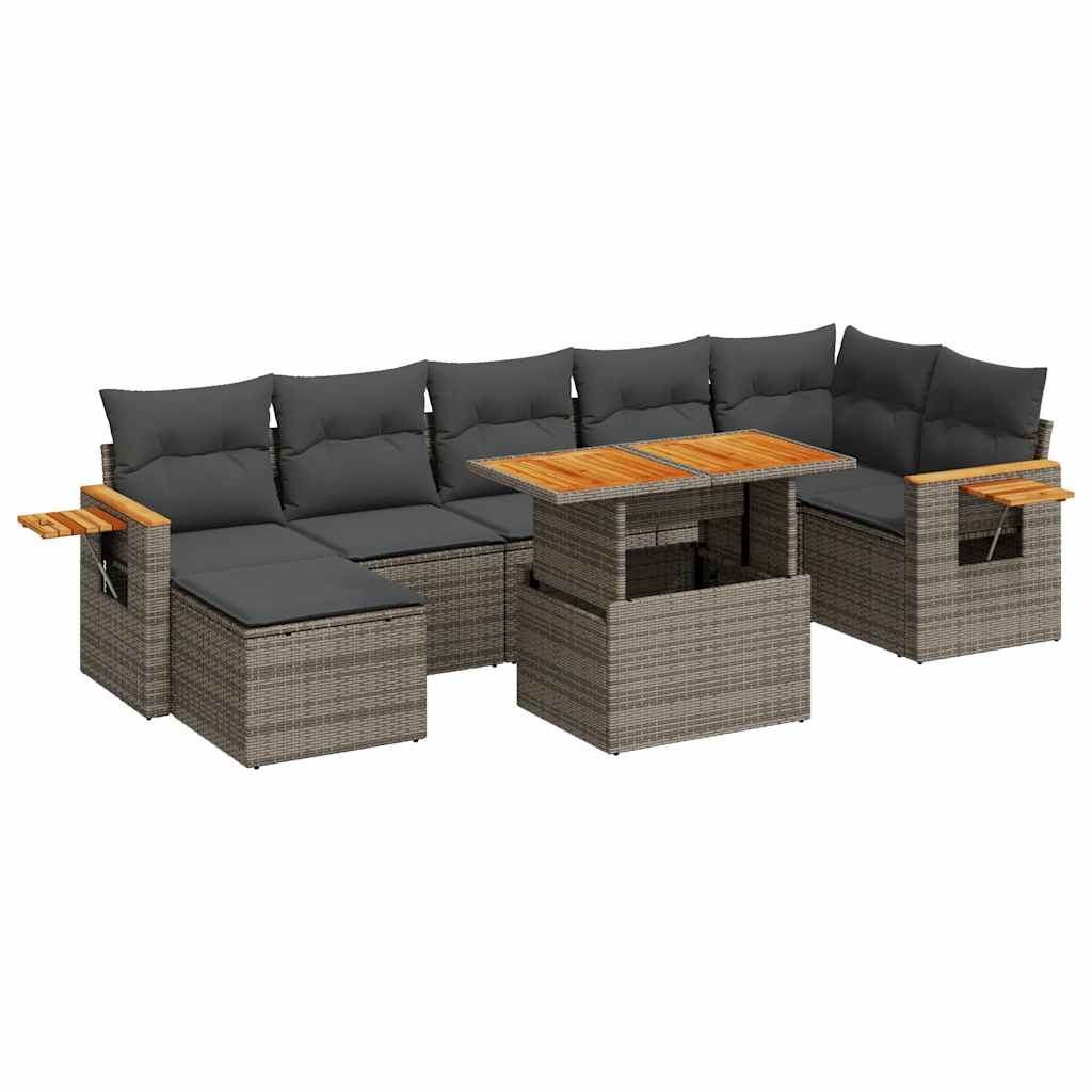 Set Sofás Jardín Y Cojines 8 Pzas Ratán Sintético Acacia