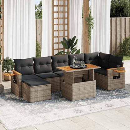 Set Sofás Jardín Y Cojines 8 Pzas Ratán Sintético Acacia