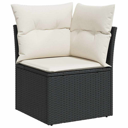 Set Sofás Jardín Y Cojines 10 Pzas Ratán Sintético Acacia Negro