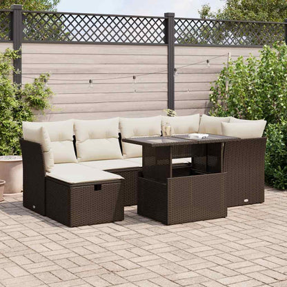 Set De Sofás De Jardín 7 Pzas Con Cojines Ratán Sintético