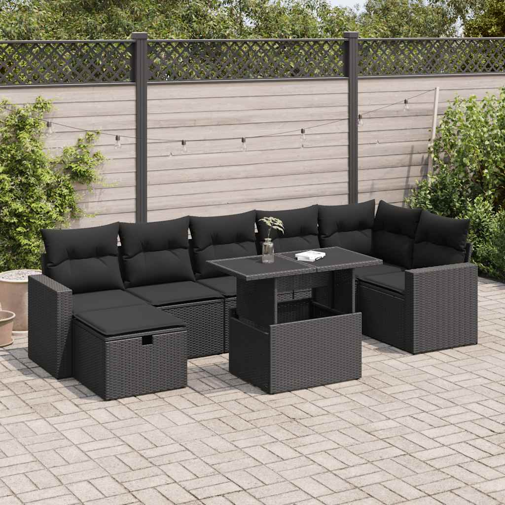 Set De Sofás De Jardín Y Cojines 8 Piezas Ratán Sintético
