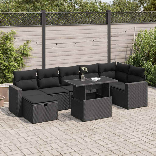 Set De Sofás De Jardín Y Cojines 8 Piezas Ratán Sintético