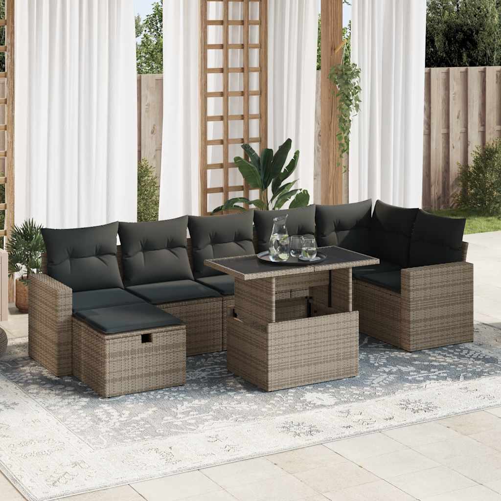 Set De Sofás De Jardín Y Cojines 8 Piezas Ratán Sintético