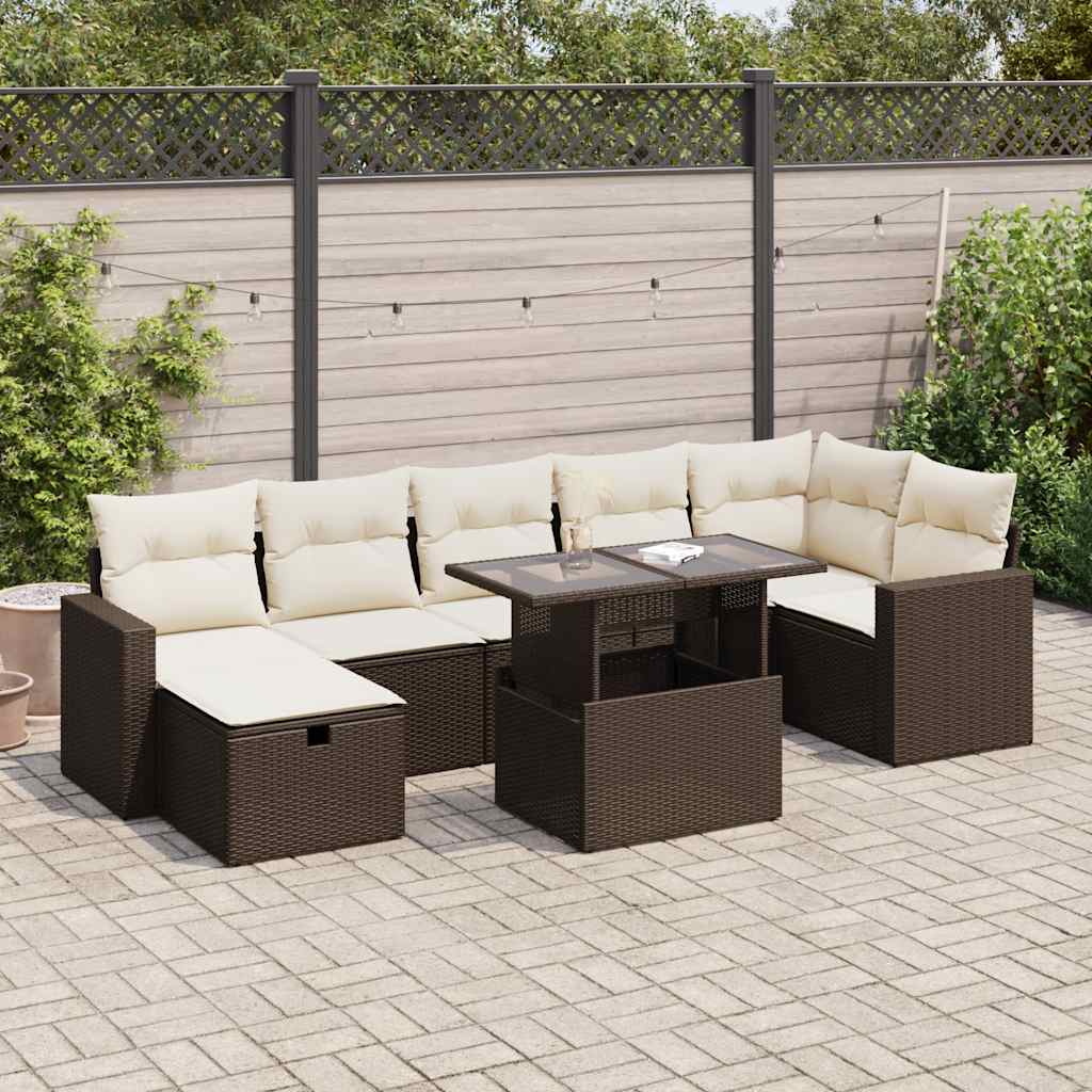 Set De Sofás De Jardín Y Cojines 8 Piezas Ratán Sintético
