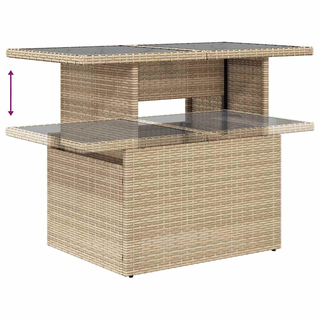 Set De Sofás De Jardín Con Cojines 9 Pzas Ratán Sintético Beige