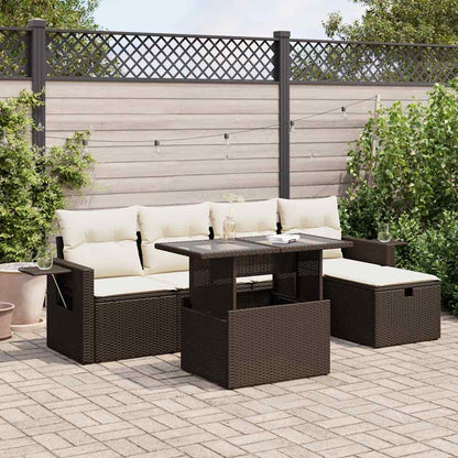 Set De Sofás De Jardín 6 Piezas Y Cojines Ratán Sintético Negro
