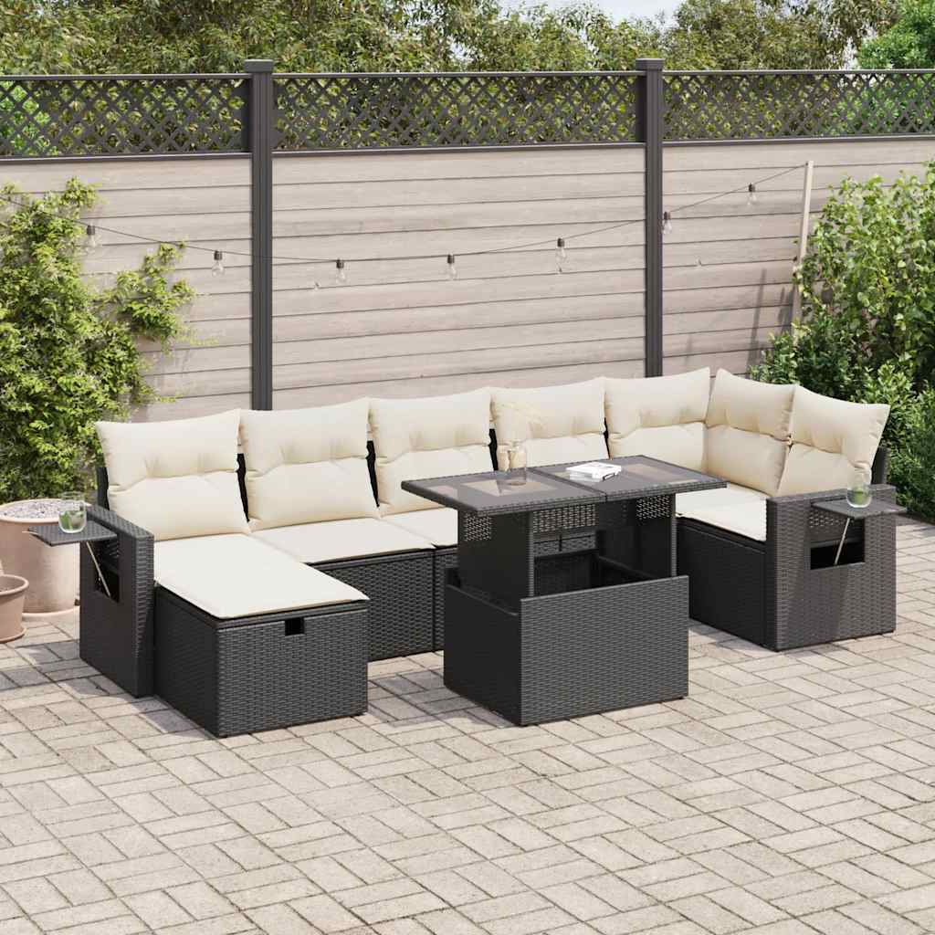Set De Sofás De Jardín Y Cojines 8 Piezas Ratán Sintético