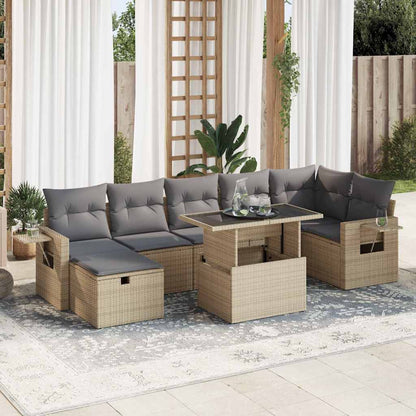 Set De Sofás De Jardín Y Cojines 8 Piezas Ratán Sintético