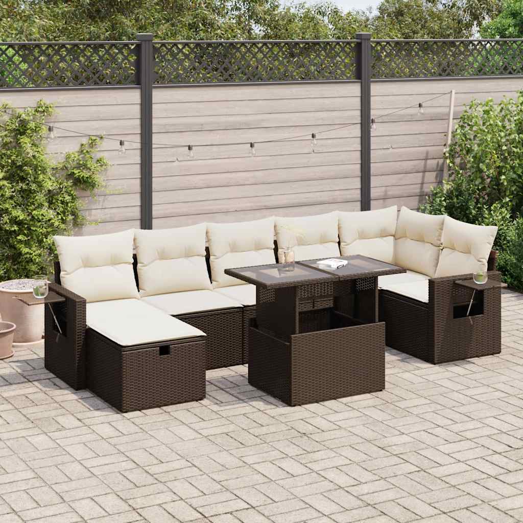 Set De Sofás De Jardín Y Cojines 8 Piezas Ratán Sintético