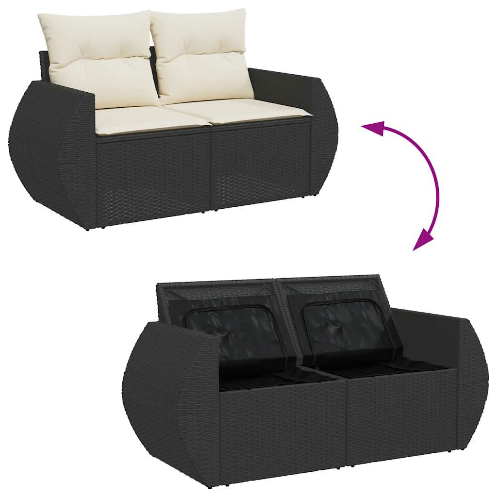 Set De Sofás De Jardín 6 Piezas Y Cojines Ratán Sintético Negro