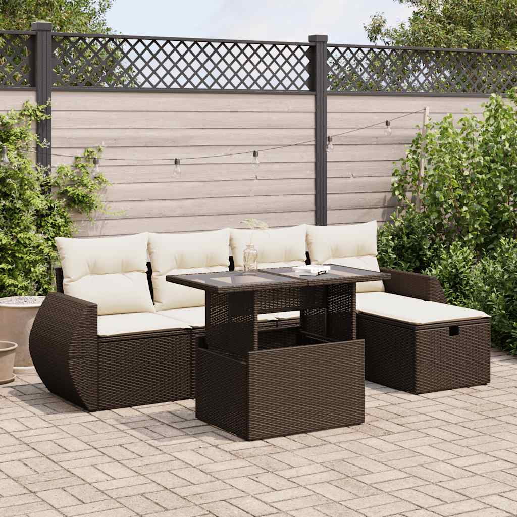Set De Sofás De Jardín 6 Piezas Y Cojines Ratán Sintético Negro