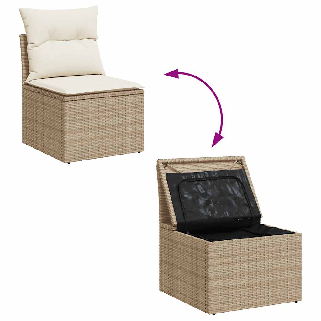 Set De Sofás De Jardín Y Cojines 8 Piezas Ratán Sintético Beige
