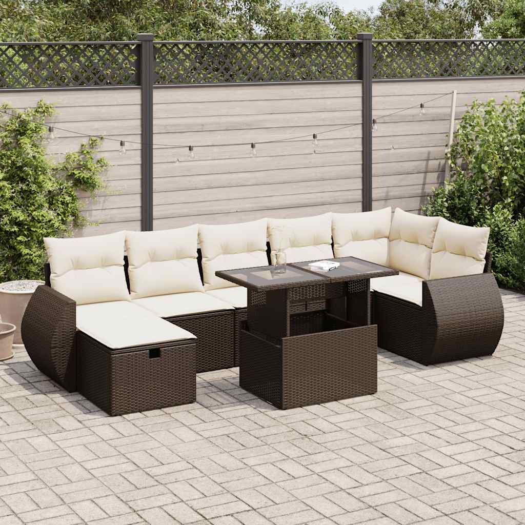 Set De Sofás De Jardín Y Cojines 8 Piezas Ratán Sintético Beige