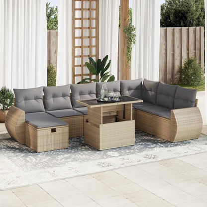 Set De Sofás De Jardín Con Cojines 9 Pzas Ratán Sintético