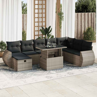 Set De Sofás De Jardín Con Cojines 9 Pzas Ratán Sintético