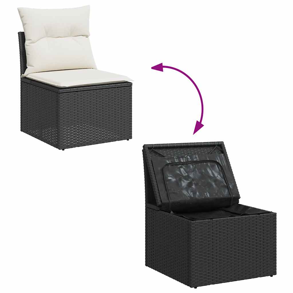 Set De Sofás De Jardín Y Cojines 8 Piezas Ratán Sintético Negro
