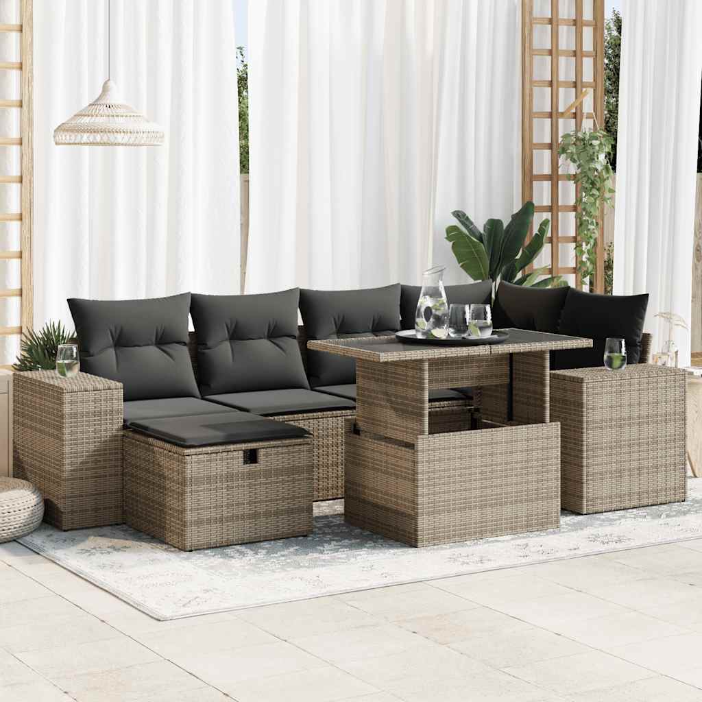 Set De Sofás De Jardín Y Cojines 8 Piezas Ratán Sintético Negro
