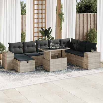 Set De Sofás De Jardín Con Cojines 9 Pzas Ratán Sintético