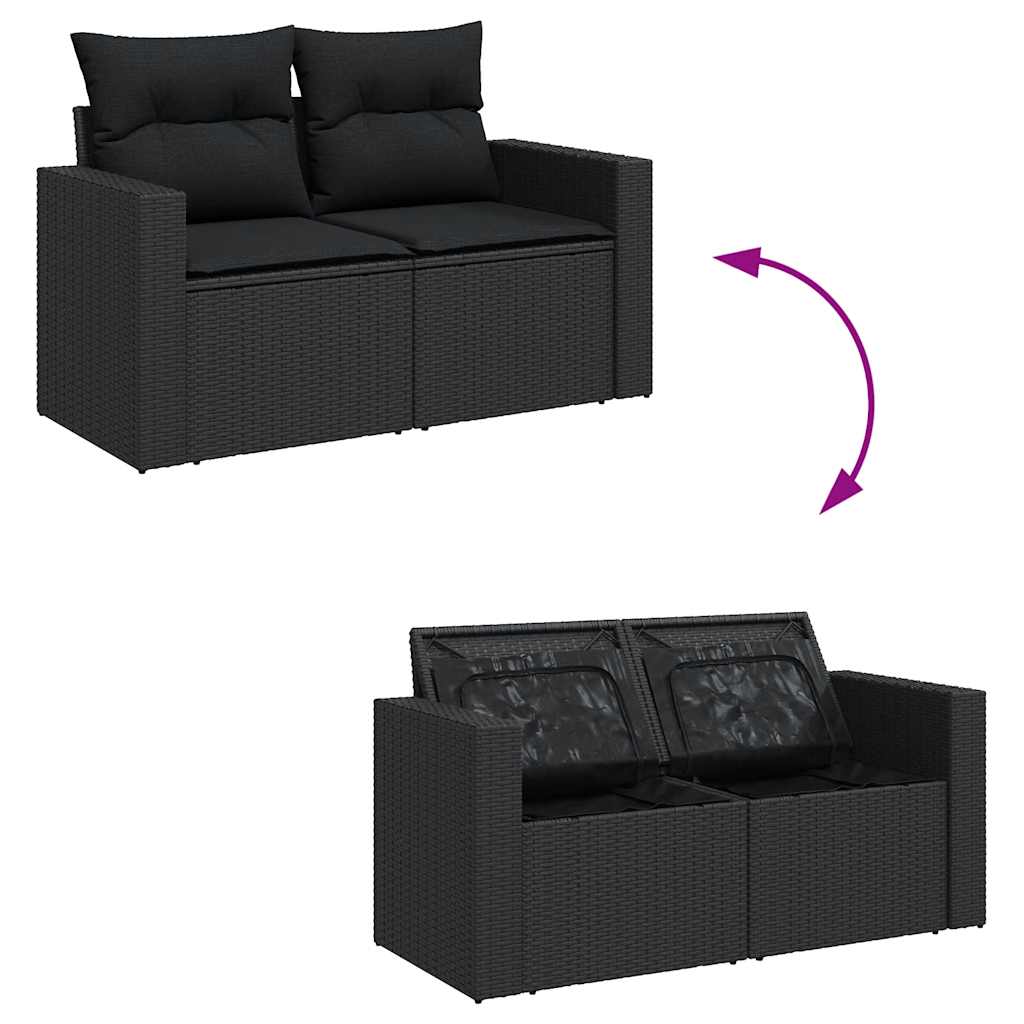 Set Sofás Jardín Y Cojines 6 Pzas Ratán Sintético Acacia