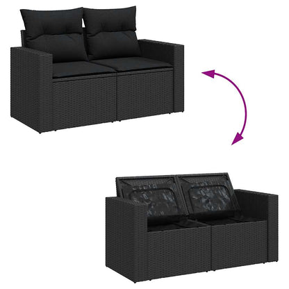 Set Sofás Jardín Y Cojines 6 Pzas Ratán Sintético Acacia
