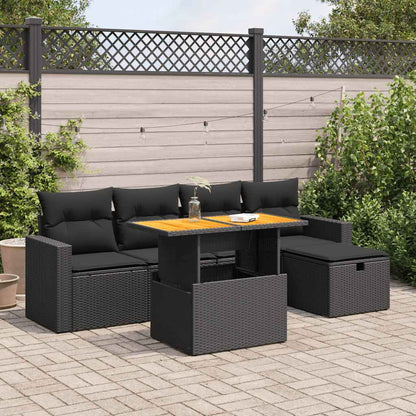 Set Sofás Jardín Y Cojines 6 Pzas Ratán Sintético Acacia