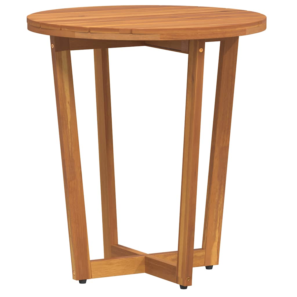 Mesa Auxiliar De Jardín Redonda De , Madera Maciza De Acacia