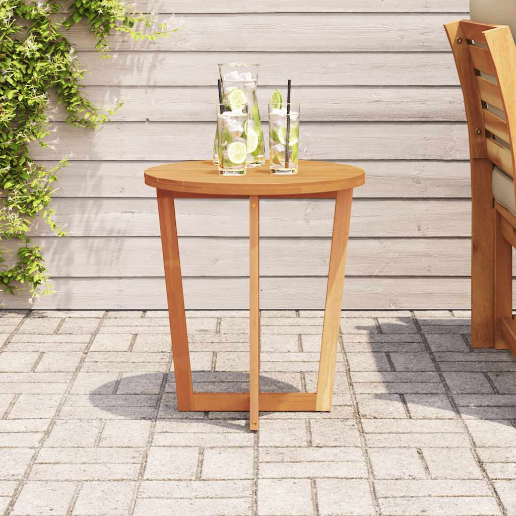Mesa Auxiliar De Jardín Redonda De , Madera Maciza De Acacia