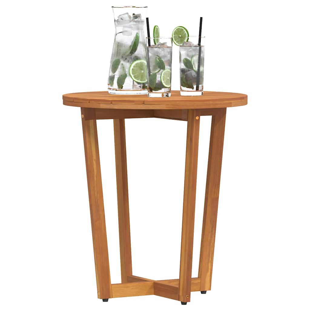 Mesa Auxiliar De Jardín Redonda De , Madera Maciza De Acacia