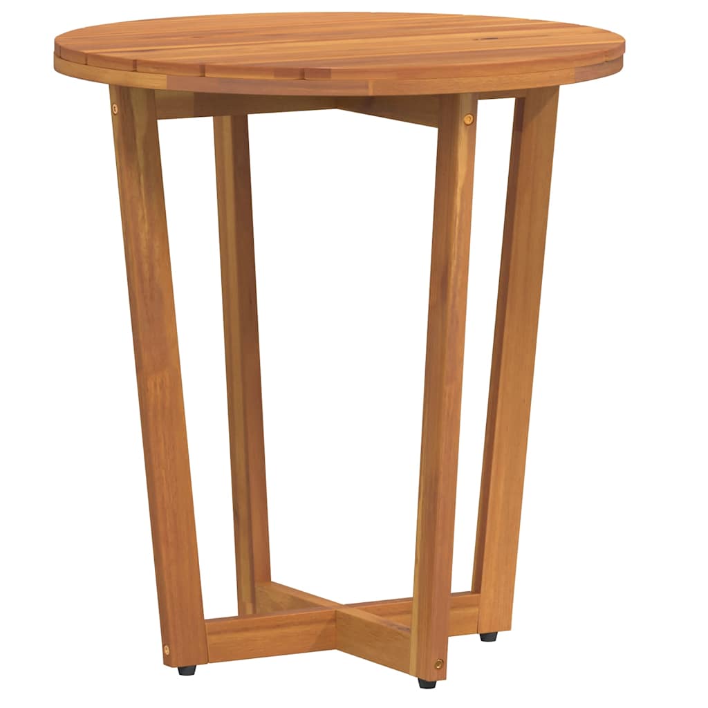 Mesa Auxiliar De Jardín Redonda De , Madera Maciza De Acacia