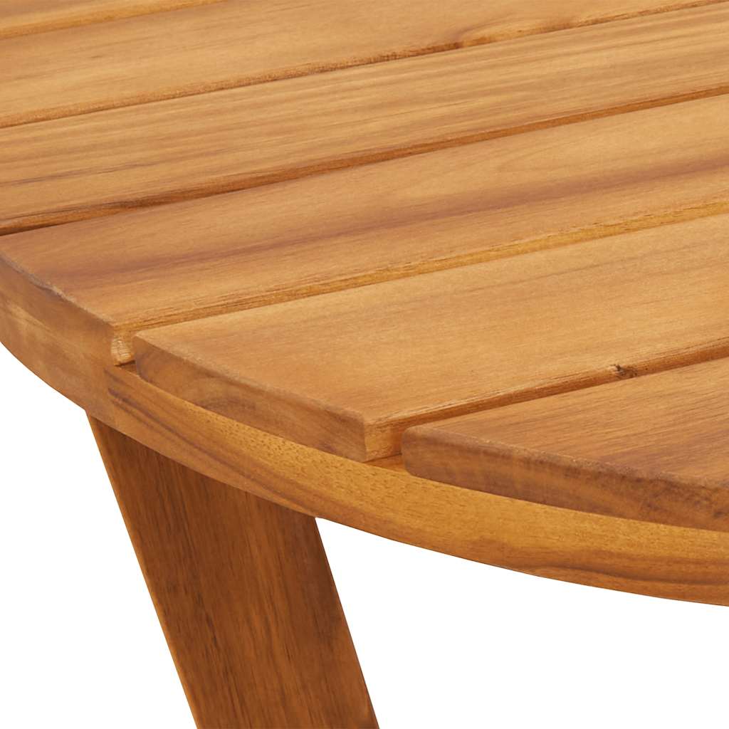 Mesa Auxiliar De Jardín Redonda De , Madera Maciza De Acacia