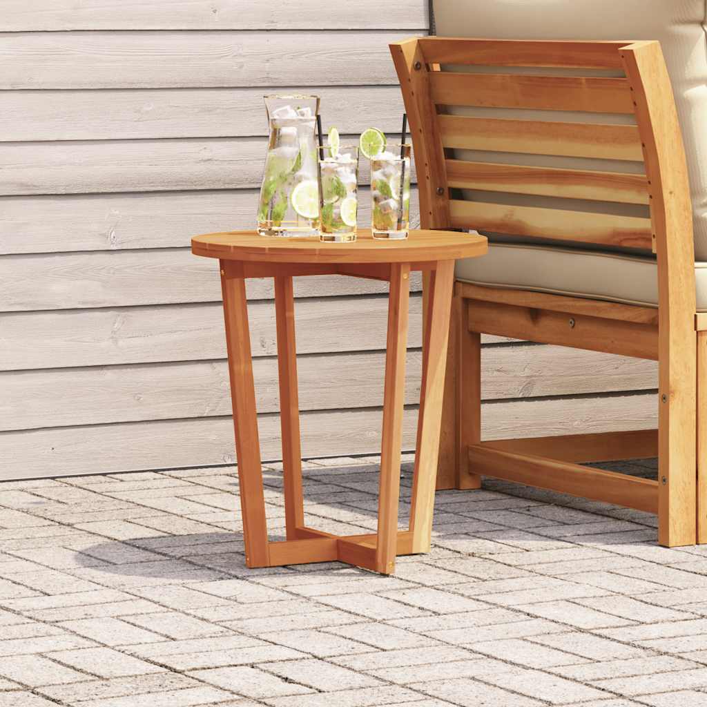 Mesa Auxiliar De Jardín Redonda De , Madera Maciza De Acacia