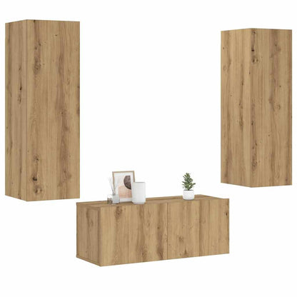 Conjunto De Mueble De Tv 3 Pcs Madera De Ingeniería