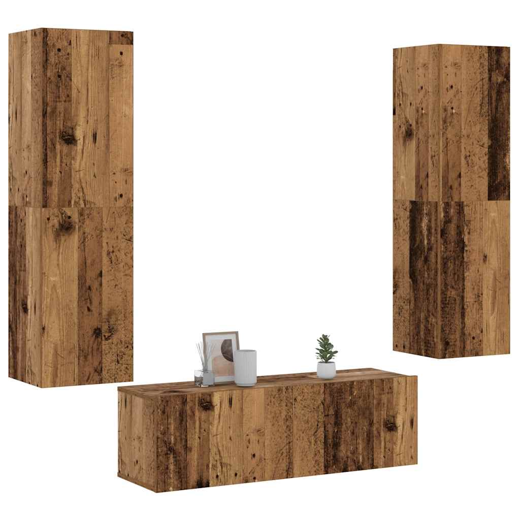 Conjunto De Mueble De Tv 3 Pcs Madera De Ingeniería