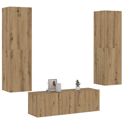 Conjunto De Mueble De Tv 3 Pcs Madera De Ingeniería