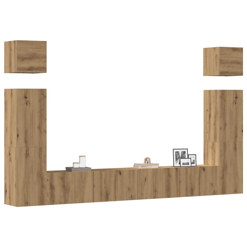 Mueble Para Tv De Pared Madera Contrachapada Artesanal 6 Piezas