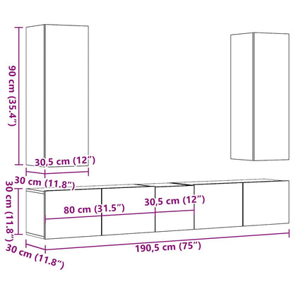 Mueble Para Tv De Pared Madera Contrachapada Artesanal 5 Piezas