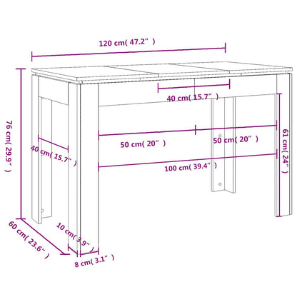 Mesa De Comedor De De 120X60X76 Cm, Fabricada En Madera De Ingeniería