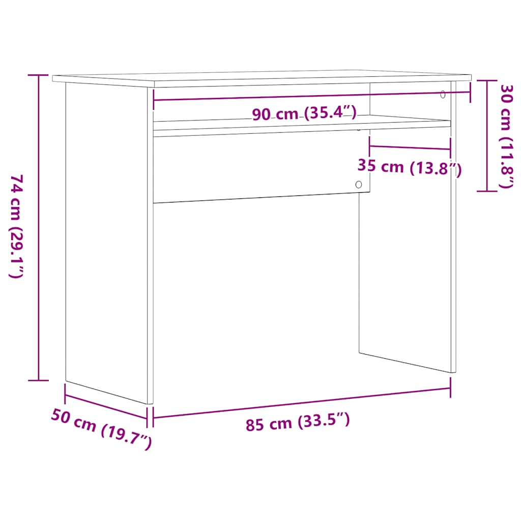 Escritorio 90X50X74 Cm Madera De Ingeniería