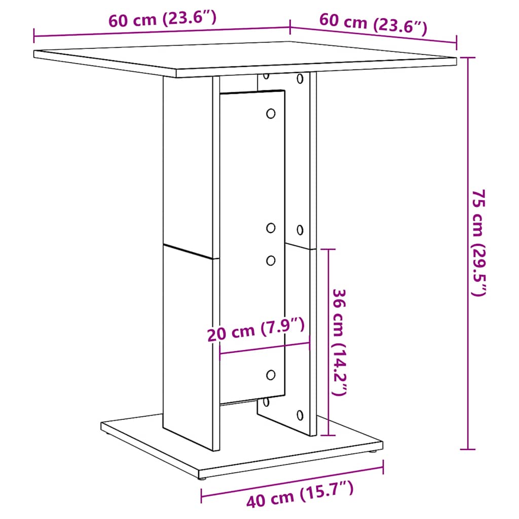 Mesa De Bistró De De 60X60X75 Cm, Fabricada En Madera De Ingeniería