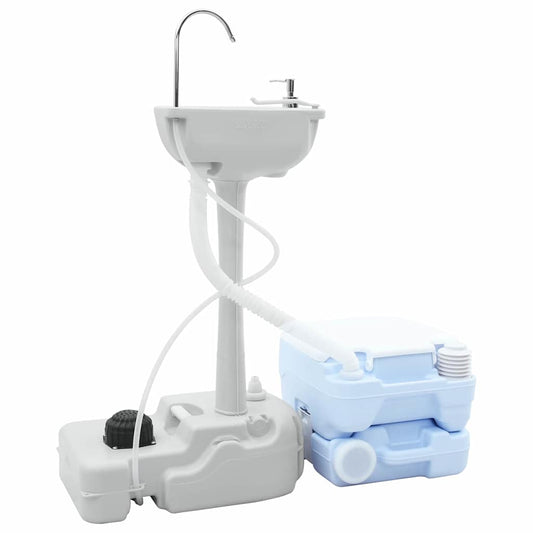 Set De Inodoro Para Camping 2 Pcs Azul Y