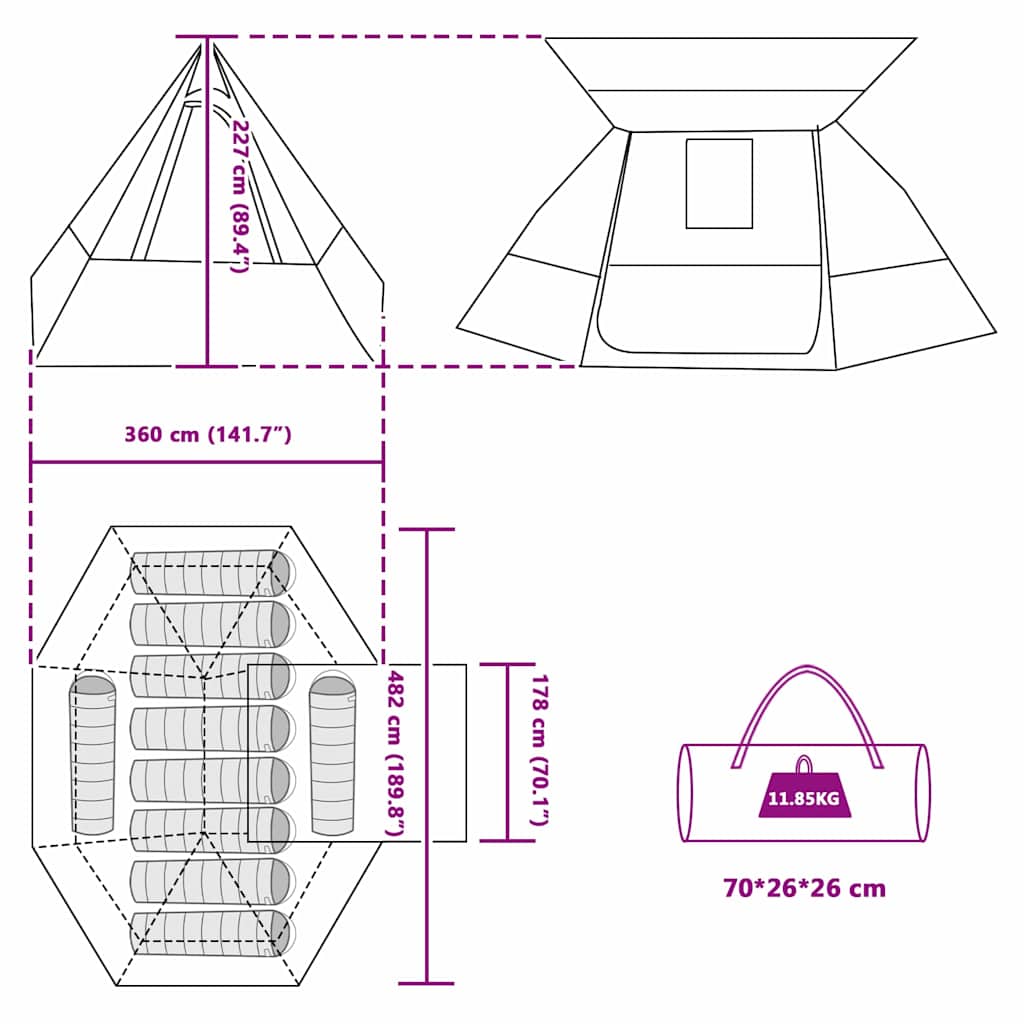 Tienda De Camping Con Techo 482 X 360 X 227 Cm Tafetán