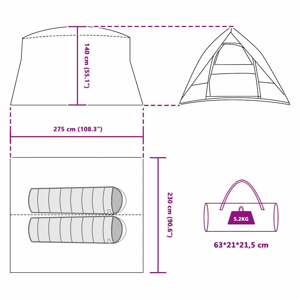 Tienda De Camping Con Techo 275 X 230 X 140 Cm Tafetán