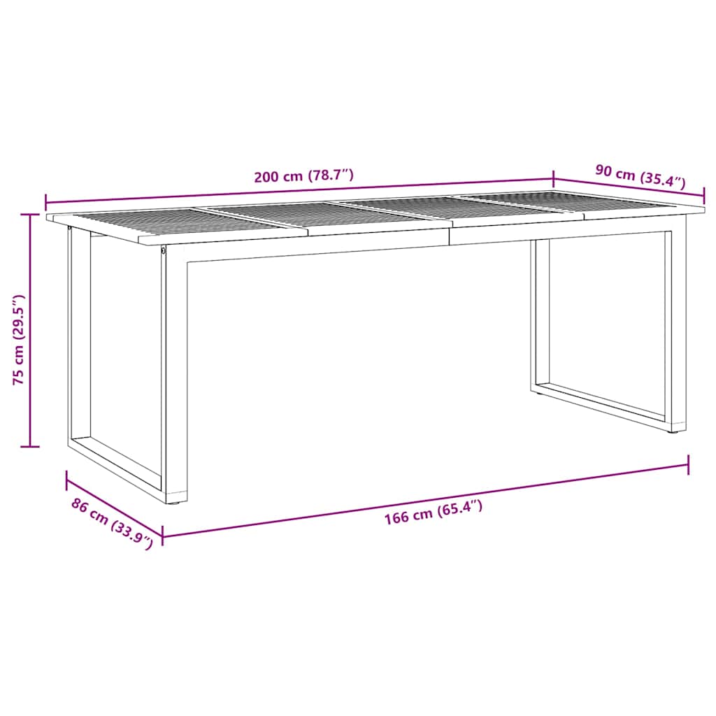 Mesa De Jardín Madera De Acacia Sólida