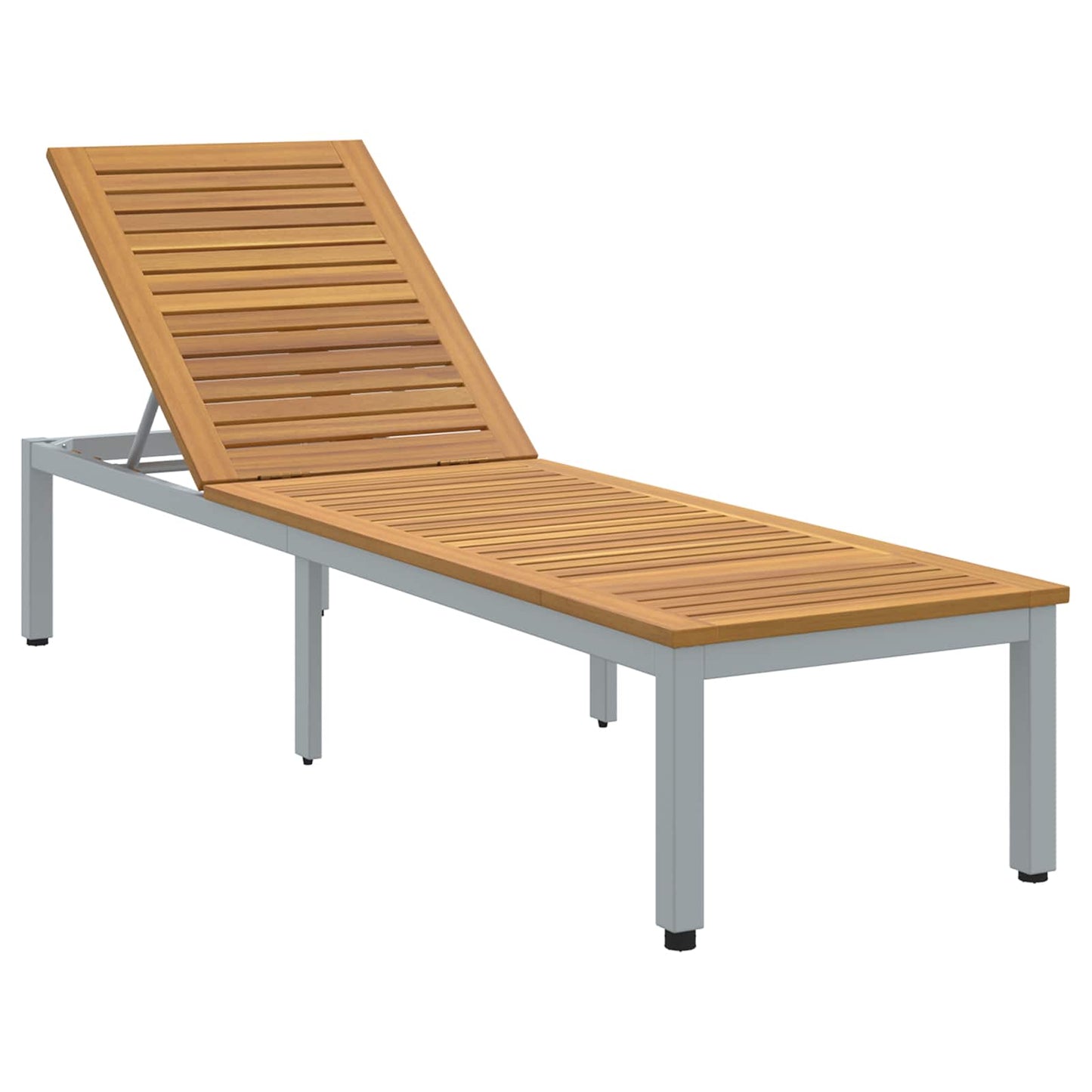 Tumbona Gris 200 X 55 X 35 Cm Madera De Acacia Sólida