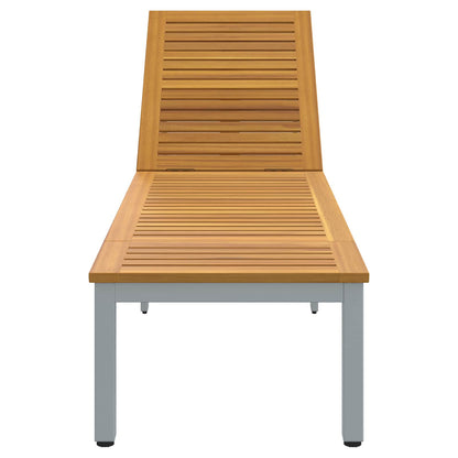 Tumbona Gris 200 X 55 X 35 Cm Madera De Acacia Sólida