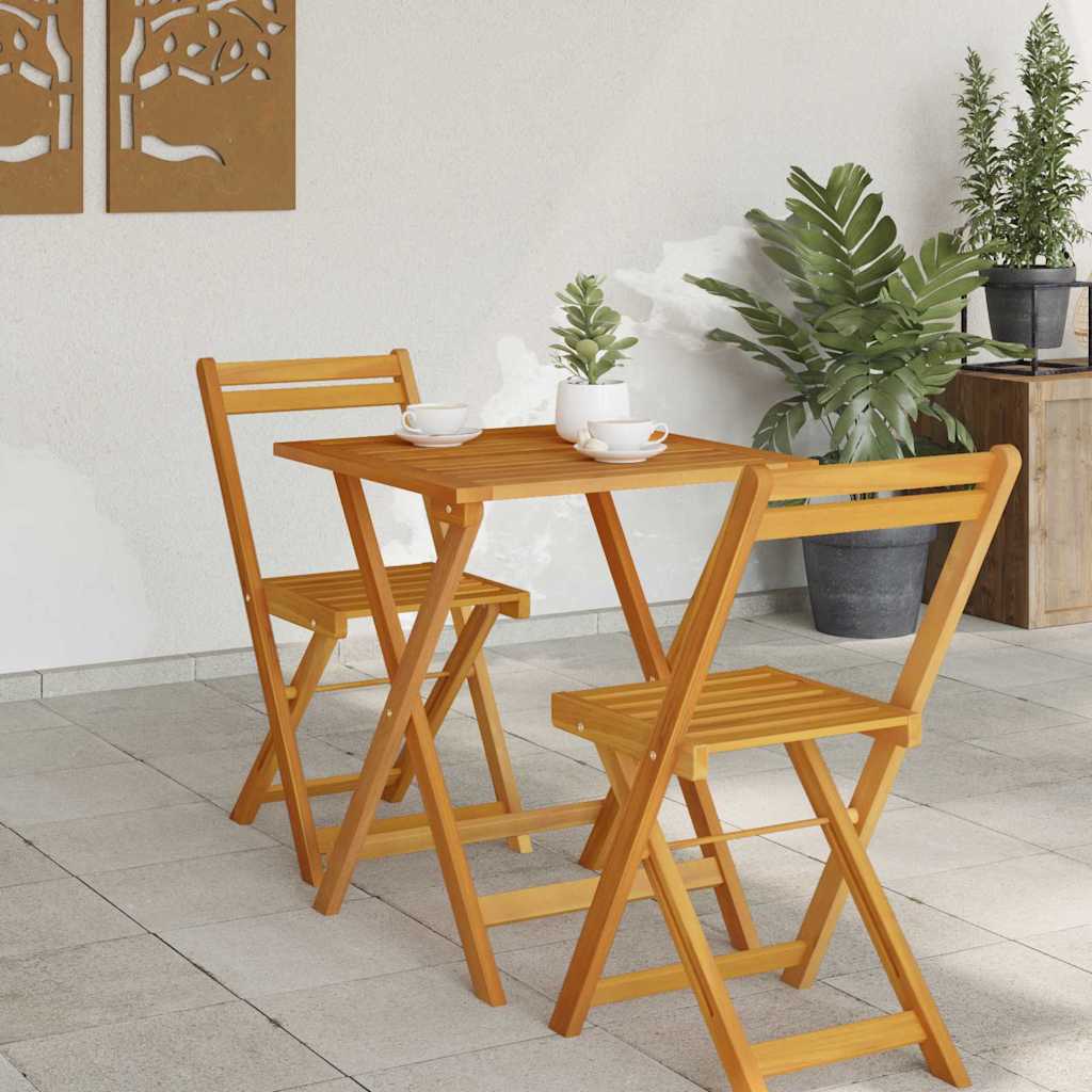 Mesa De Jardín Natural Madera De Acacia Sólida
